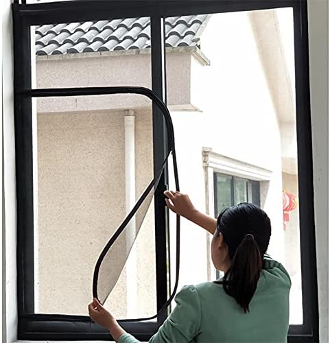 BASHI Malla de ventana con cremallera, malla de protección de ventana para gato, mosquitera autoadhesiva, malla antimosquitos, corte a medida