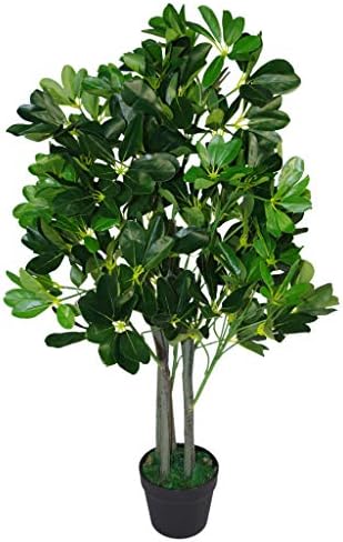 Leaf Design-Ficus Artificial de Hoja perenne con 95 cm de Altura, Verde Oscuro, Extragrande, Planta con Maceta de plástico en Color Negro, 95cm Arboricola