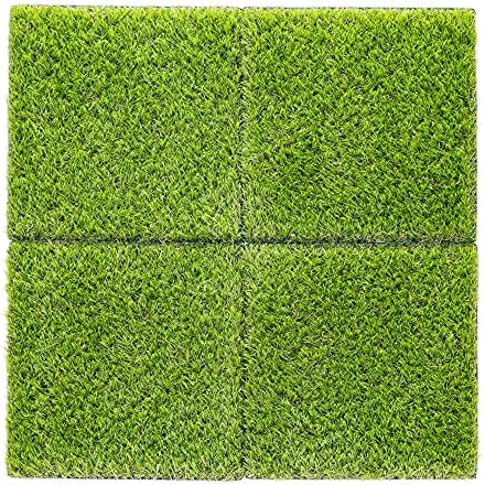Navaris Alfombrilla de césped Artificial - Set de 4X Alfombra de Hierba sintética Cuadrada 30.3 CM - Recubrimiento Suelo Exterior terraza jardín